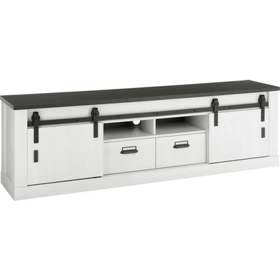Abbildung von Home affaire Lowboard &quot;SHERWOOD&quot;, modernes Holz Dekor, mit Scheunentorbeschlag aus Metall, Breite 201 cm