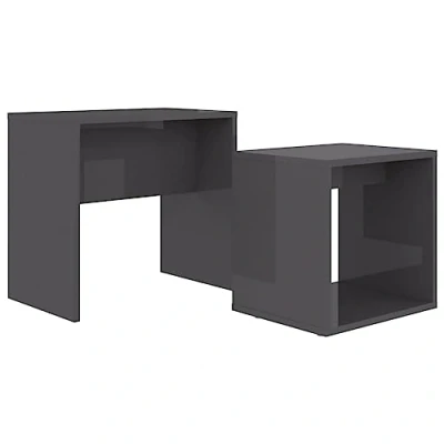 Abbildung von vidaXL Couchtisch Set Beistelltisch Satztisch Sofatisch Kaffeetisch Wohnzimmertisch Teetisch Nachttisch Hochglanz Grau 48x30x45cm Holzwerkstoff