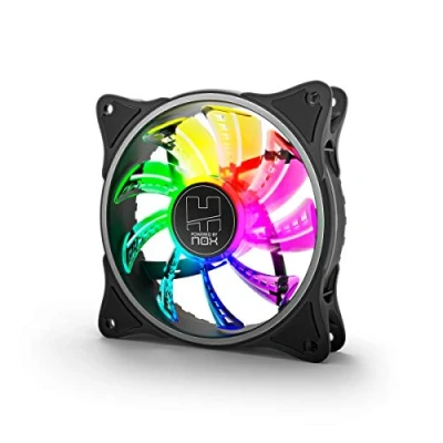 Abbildung von NOX Hummer A FAN NXHUMMERAFAN 120 mm PC Lüfter, ARGB Regenbogen LED, extrem leise mit Anti Vibrations Gummipads, großartiger Luftstrom, 3 Pins, schwarze Farbe