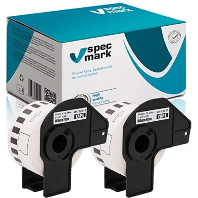 Abbildung von specmark 2 Rollen Endlosetiketten kompatibel mit Brother DK 22211 29mm x 15,24m Etiketten für allen QL Etikettendruckern 570 700 800