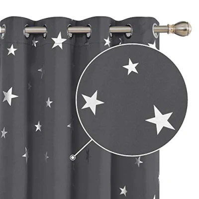 Abbildung von Deconovo Blickdichte Vorhänge für Wohnzimmer Gardinen Fenster Kälteschutz Vorhang Modern, 183x132 cm(HöhexBreite), Dunkelgrau, 2er Set