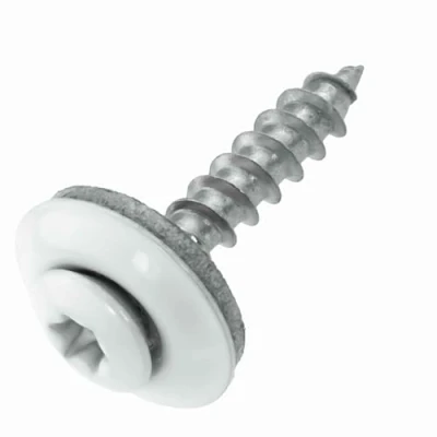 Abbildung von Spenglerschrauben Edelstahl A2 mit EPDM Dichtscheibe 15 mm 4,5 x 25 weiß RAL 9010 TX20, 50 Stück