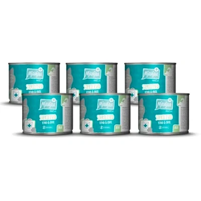 Abbildung von MjAMjAM VetCat Premium Nassfutter für Katzen Diät Sterilised Rind &amp; Ente, 6er Pack (6 x 200g), getreidefrei