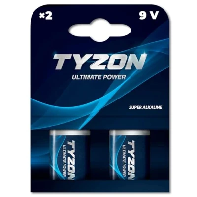Abbildung von TYZON 9V Super Alkaline Batterien, 2 Stück Kraftvolle Energie für anspruchsvolle Geräte