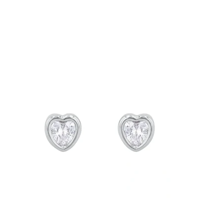 Abbildung von Amor Ohrstecker Weißgold 375/9ct Damen Ohrschmuck, mit Zirkonia synth, 0,6 cm, Silber, Herz, Kommt in Schmuck Geschenk Box, 2014227…