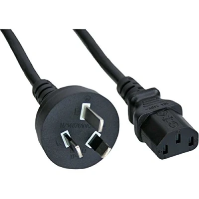 Abbildung von 2er Set InLine Netzstecker Australien/Argentinien auf Kaltgerätestecker C13 NetzKabel (1,8m) schwarz
