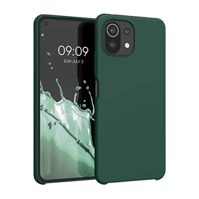 Abbildung von kwmobile Hülle kompatibel mit Xiaomi 11 Lite (5G) NE/Mi Silikon Handy Case Handyhülle weiche Oberfläche kabelloses Laden Moosgrün