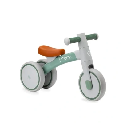Abbildung von MoMi Tedi Kinderlaufrad für Mädchen und Jungen (max. Körpergewicht 25 kg), Mini Laufdreirad mit pannensicheren Kunststoffrädern, Leichter Metallrahmen 1,2kg, grün
