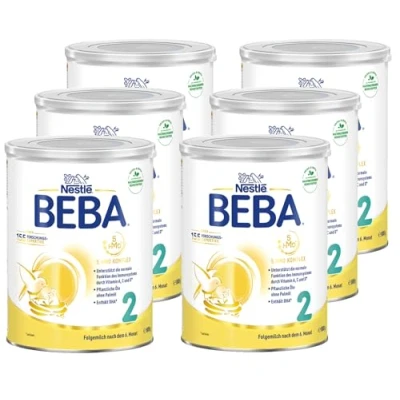 Abbildung von BEBA 2 Folgemilch nach dem 6. Monat, Babynahrung mit 5 HMO Komplex, nur Laktose, ohne Palmöl, 6er Pack (6 x 800g)