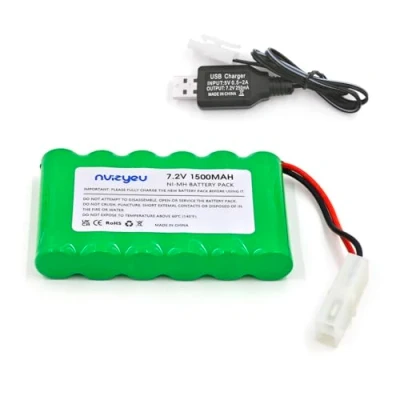 Abbildung von Nvizyeu 7.2v akku, 1500mAh nimh akkupack, wiederaufladbare batterien aa, KET 2P stecker, passend für funkgesteuertes Auto, Elektro spielzeugauto, ausgestattet mit USB ladekabel