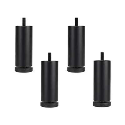 Abbildung von 4 Stück Aluminiumlegierung Sofafüße, Möbelfüße, Höhenversteller, Schrankersatzbeine, Schrankstützbeine, Möbelbein mit Gewinde M8 (gold/schwarz/silber) (schwarz6 cm)