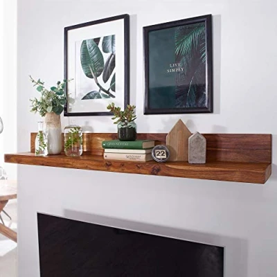 Abbildung von KADIMA DESIGN Massivholz Wandregal Wood 140cm Sheesham Wandboard Regal massiv Holz Möbel