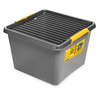 Abbildung von ORPLAST SolidStore 32 Box mit Deckel / Clips Liter 39 x 26 cm grau