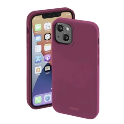 Abbildung von Hama Hülle für Apple iPhone 13 Pro kompatibel mit MagSafe (Magnetische induktives Laden, Handyhülle schützt vor Stößen, Kratzern und Schmutz, seidig mattes Case aus TPU) bordeaux