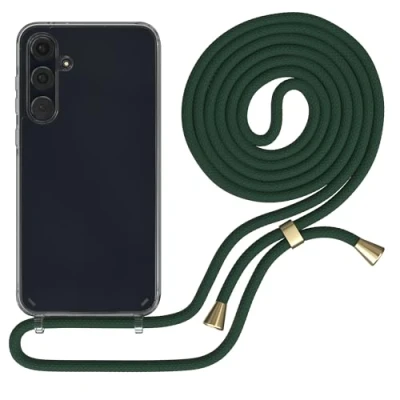 Abbildung von EAZY CASE Handykette kompatibel mit Samsung Galaxy A55 Kette zum Umhängen für Hülle Band aus Silikon stoßfeste transparente Handyhülle als Fallschutz in Grün