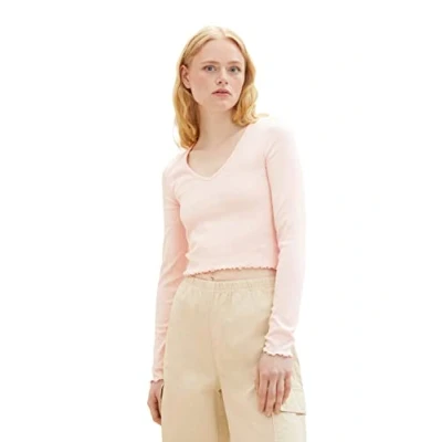 Abbildung von TOM Tailor Denim Cropped Langarmshirt, Damen, Größe: XL, Light english rose