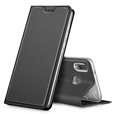 Abbildung von Verco Handyhülle für P20 Lite, Premium Handy Flip Cover Huawei Lite Hülle [integr. Magnet] Book Case PU Leder Tasche, Schwarz