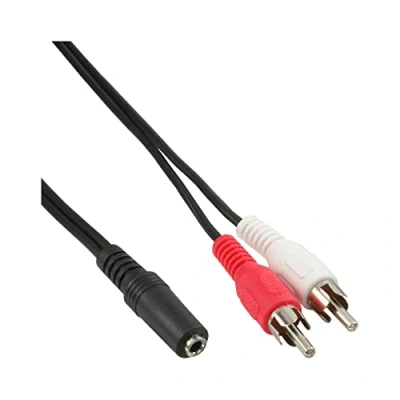 Abbildung von InLine 89940E Cinch/Klinke Kabel, 2x Cinch Stecker an 3,5mm Klinke Buchse, 5m