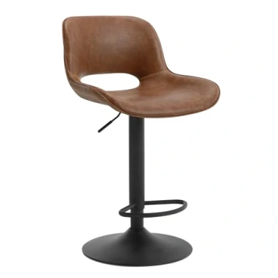 Abbildung von WOLTU Barhocker höhenverstellbar, Barstuhl drehbar, Bar Hocker modern, Kunstleder Stuhl, Tresenhocker, Bistrostuhl, Drehhocker, mit Rückenlehne Fußstütze, aus Metall, Braun, BH402br 1