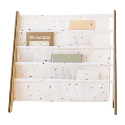 Abbildung von 3 Sprouts Kinder Bücherregal aus Holz Montessori Regal für Kinderzimmer Terrazzo Creme