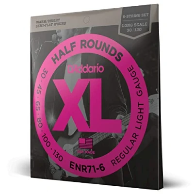 Abbildung von D&#039;Addario E Bass Gitarrensaiten Saiten Bassgitarre Strings Guitar ENR71 6 Saiter XL Nickel Saitensatz 0,07 cm 0,33 (.030 .130 Zoll)
