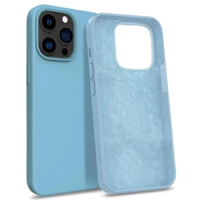 Abbildung von MyGadget Hülle kompatibel mit iPhone 14 Pro Gummierte Handyhülle [ 3 Layer Struktur ] Schutzhülle Soft Inlay &amp; Hardcase Cover außen Baby Blue