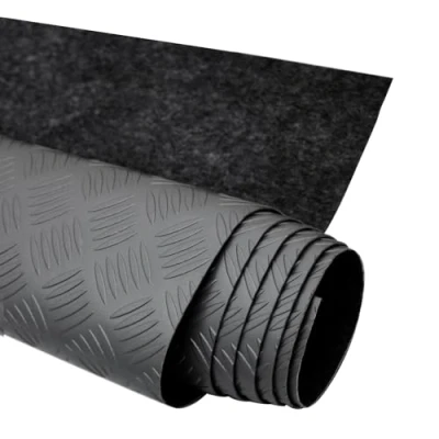 Abbildung von Antirutschmatte Auto Gumimatte Bodenbelag Riffelblech Optik 500x200cm Schwarz 1x