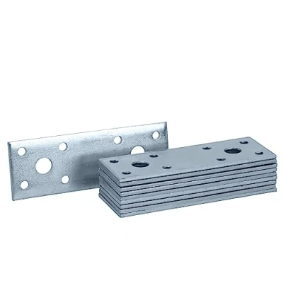 Abbildung von HELPMATE 12 Stück Flachverbinder 35x100 mm Holzverbinder galvanisch verzinkt &amp; blau passiviert Verbindungsplatte mit hervorragendem Korrosionsschutz, stabil langlebig einfache Montage