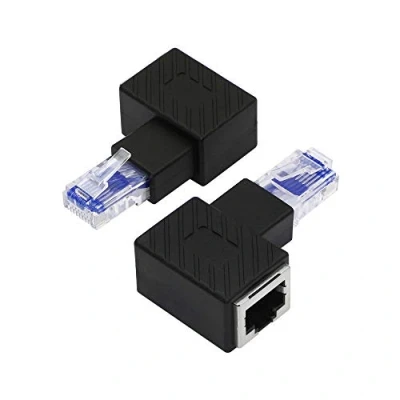 Abbildung von YACSEJAO Cat5e / Cat6 RJ45 Ethernet Adapter ， 2 Pack 90 Grad 8P8C Adapterhalterung für Stecker auf Buchse （Rechts）