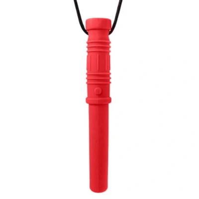 Abbildung von ARK Kauhalskette Lichtschwert Kauhilfe für Kinder &amp; Erwachsene Silikon Kette orale Stimulation Star Wars Design BPA frei in 3 Härtegraden Farben 10 cm (rot, weich)
