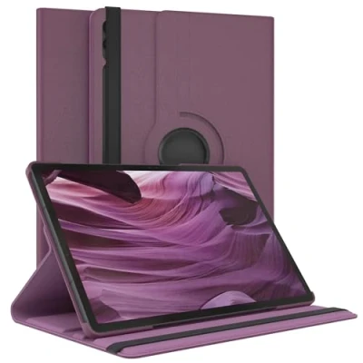 Abbildung von EAZY Case Tablet Hülle für Samsung Galaxy Tab S10 Plus / S9 FE Schutzhülle Smart Cover Rotationcase zum Aufstellen Klapphülle 360 drehbar mit Standfunktion Tasche Kunstleder Lila