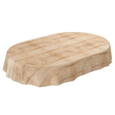 Abbildung von ANRO Wachstuch Tischdecke abwaschbar Wachstuchtischdecke Wachstischdecke Holz Beige Braun Oval 280x140cm
