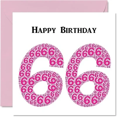 Abbildung von lustige Geburtstagskarte zum 66. Geburtstag für Frau Shapecloud Happy Birthday Karte Vater, Mutter, Großvater, Nanny, Oma, Onkel, Tante, Cousin, 145 mm x Grußkarten,
