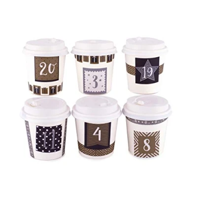 Abbildung von Adventskalender zum Befüllen Cups gold/silber 24 Geschenkboxen Becher Weihnachten, Weihnachtskalender DIY Bastelset inkl. Adventszahlen Aufkleber und Accessoires von pajoma