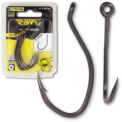 Abbildung von Black Cat Mega Hook DG Size 8/0 (6 stuks) Welsgeräthaken