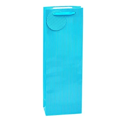 Abbildung von TSI Geschenktüten mit Hot Stamping NADELSTREIFEN, 4er Packung, Farbe Blau, Größe: Flasche (HxBxT 36 x 12 8 cm), Art. Nr. 85286 7