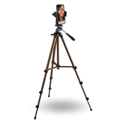 Abbildung von TronicXL 134cm Smartphone Stativ drehbar Halterung Ständer Tripod Handy Foto Dreibeinstativ (neigbar, drehbar, höhenverstellbar)