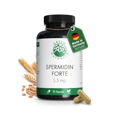 Abbildung von Spermidin Forte 5,5 mg je Kapsel aus Weizenkeimextrakt Laborgeprüft 90 Kapseln (3 Monatsvorrat) Green Naturals®