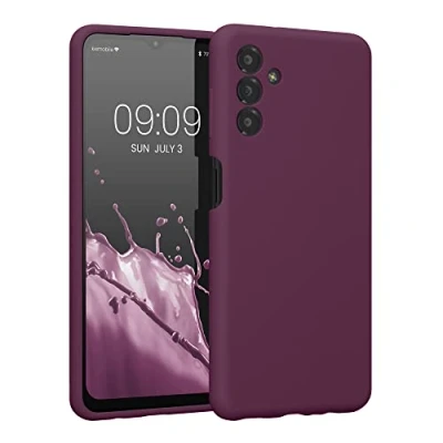 Abbildung von kwmobile Handyhülle kompatibel mit Samsung Galaxy A13 5G Hülle gummierte Handy Case aus Silikon in Bordeaux Violett