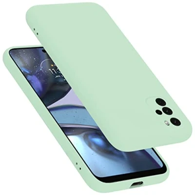 Abbildung von Cadorabo Hülle kompatibel mit Motorola Moto G22 Silikon Handyhülle für Case aus flüssigem stoßfeste dünne TPU Schutzhülle Liquid HELL GRÜN
