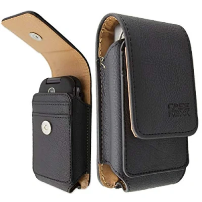 Abbildung von caseroxx Ledertasche mit Gürtelschlaufe für Panasonic KX TU339 / TU329 TU327, Tasche (Ledertasche in schwarz)