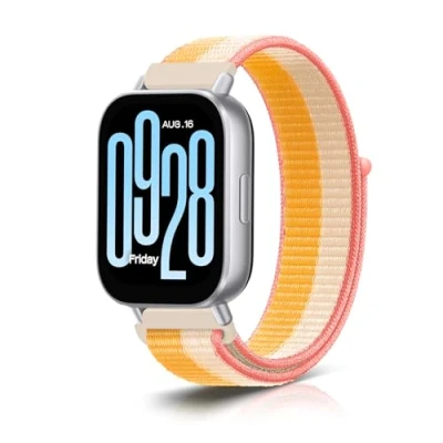 Abbildung von KoGiio Armband für Xiaomi Redmi Watch 5 Lite/Xiaomi Active/Xiaomi S4 Sport/Watch 2/Watch S3 /Huawei GT 5/5 PRO/4 46mm, 22mm Nylon Sanft Einstellbare Uhrenarmband Gelb/Weiss