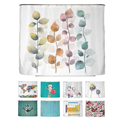 Abbildung von arteneur® Bunte Blätter Anti Schimmel Duschvorhang 240x200 Recycelt mit Öko Tex Standard 100 Beschwerter Saum, Blickdicht, Wasserdicht, Waschbar, 16 Ringe &amp; E Book