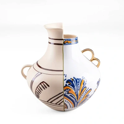 Abbildung von SELETTI Vase Hybrid Nazca, weiß / bunt, Ø 22,5 cm, Porzellan