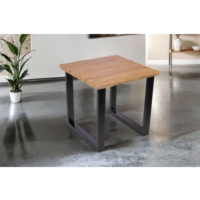 Abbildung von SAM Esstisch Josy 80 x cm Holz Wildeiche Optik U Gestell Metall schwarz 40 mm Tischplatte mit Baumkante Tisch für Esszimmer &amp; Küche