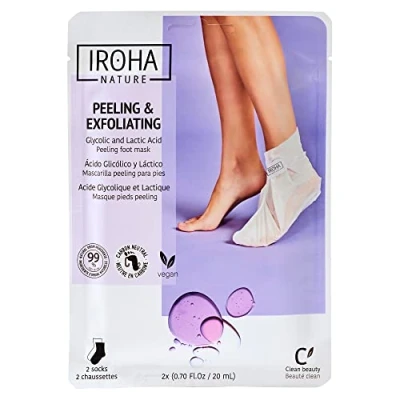 Abbildung von IROHA NATURE Exfolierende Peeling Socken mit Glykol , Milchsäure, Salicylsäure und Lavendel Intensivbehandlung für Füße Schwielen, Hornhaut Rissen Vegane Formel Bewiesene Ergebnisse