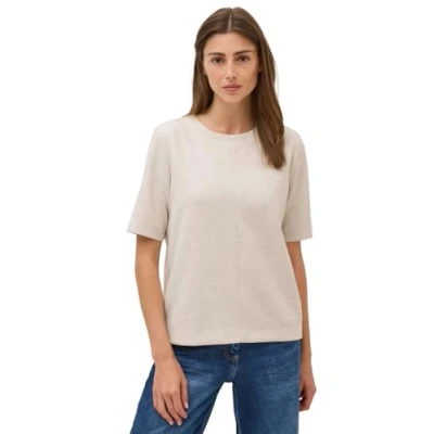 Abbildung von CECIL Damen 3015675 Kurzarmsweatshirt, Light beige Melange, XS