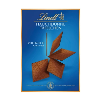 Abbildung von Lindt Schokolade Hauchdünne Täfelchen Vollmilch 125 g aus feinster Vollmilchschokolade Einzigartig dünn und traumhaft zartschmelzend Schokoladengeschenk