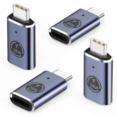 Abbildung von MoKo Lightning Buchse auf USB C Stecker Adapter 4 Stück, für iPhone 16/15 Pro Max Plus, iPad, Laden/Datenübertragung, Nicht Audio/OTG, Grau 35W
