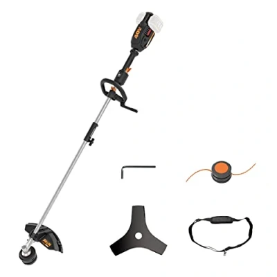 Abbildung von Worx Akku Rasentrimmer Nitro WG186E.92, 38 cm Arbeitsbreite Faden, diverse Aufsätze, Doppelfaden, ohne und Ladegerät